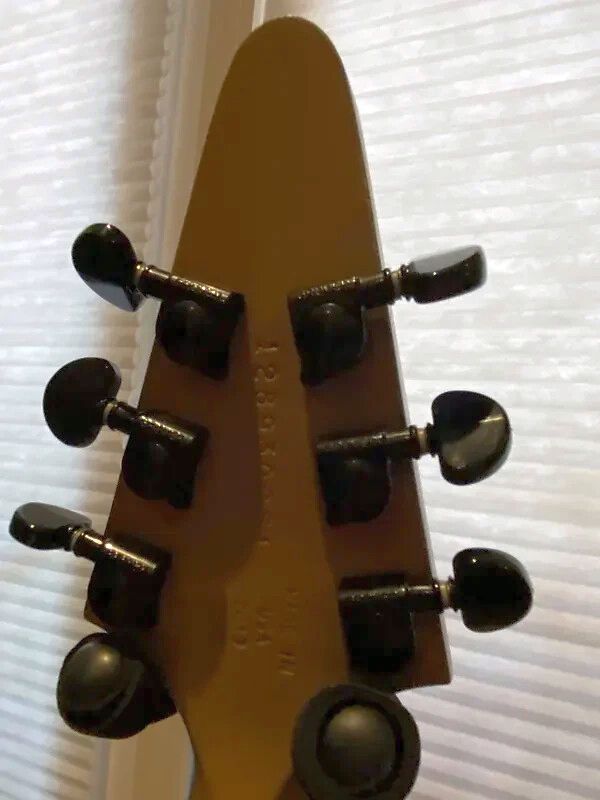 Rear of the Gibson Flying V headstock with serial stamp