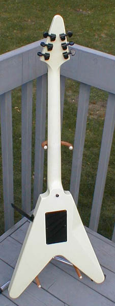 Back view of an Alpine White Gibson V90 Double